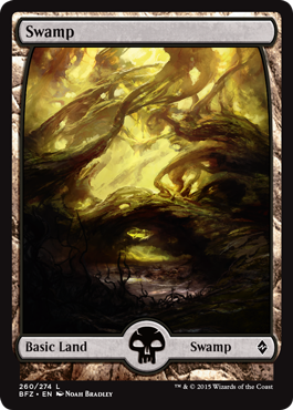 Swamp (260) (Full Art) (Battle for Zendikar) Light Play