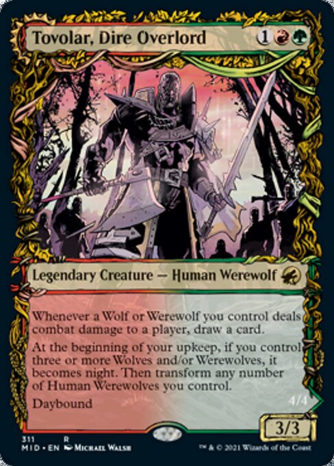 Tovolar, Dire Overlord / Tovolar, the Midnight Scourge (Showcase) (Innistrad: Midnight Hunt) Light Play Foil