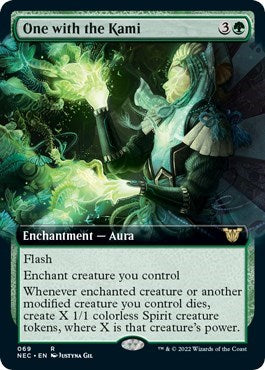 One with the Kami (Extended Art) (Commander: Kamigawa: Neon Dynasty) Light Play