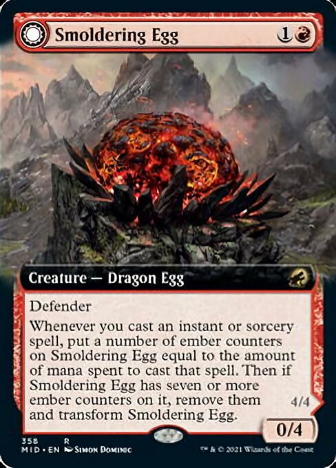 Smoldering Egg / Ashmouth Dragon (Extended Art) (Innistrad: Midnight Hunt) Near Mint Foil