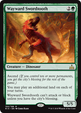 Wayward Swordtooth (Rivals of Ixalan) Light Play