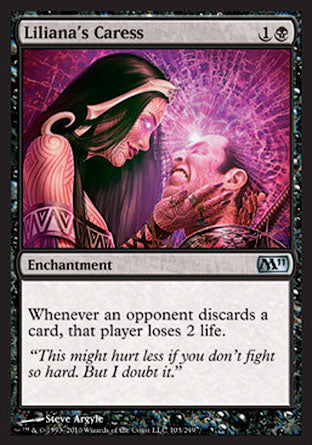 Liliana's Caress (Magic 2011 Core Set) Medium Play Foil