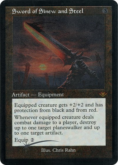 Sword of Sinew and Steel (Retro Frame) (Foil Etched) (Modern Horizons 1 Retro Frames) Light Play Foil