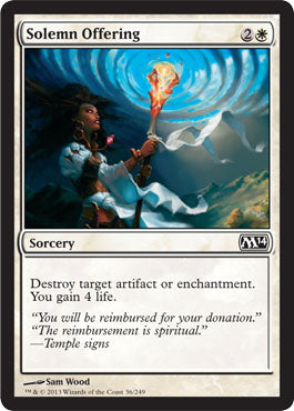 Solemn Offering (Magic 2014 Core Set) Medium Play