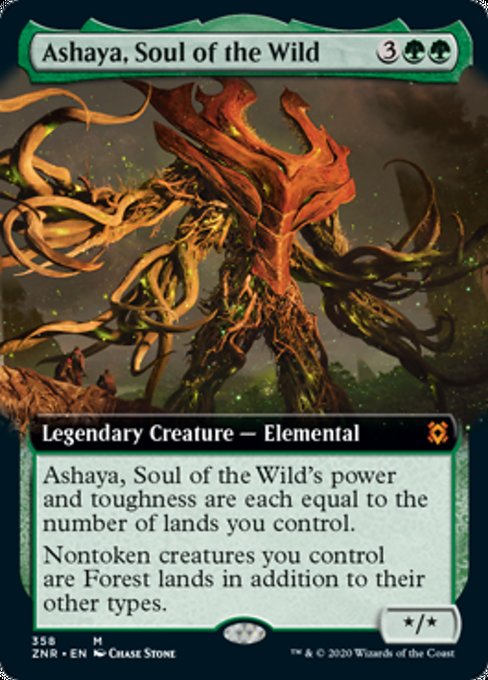 Ashaya, Soul of the Wild (Extended Art) (Zendikar Rising) Light Play