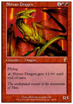 Shivan Dragon (7th Edition) Medium Play