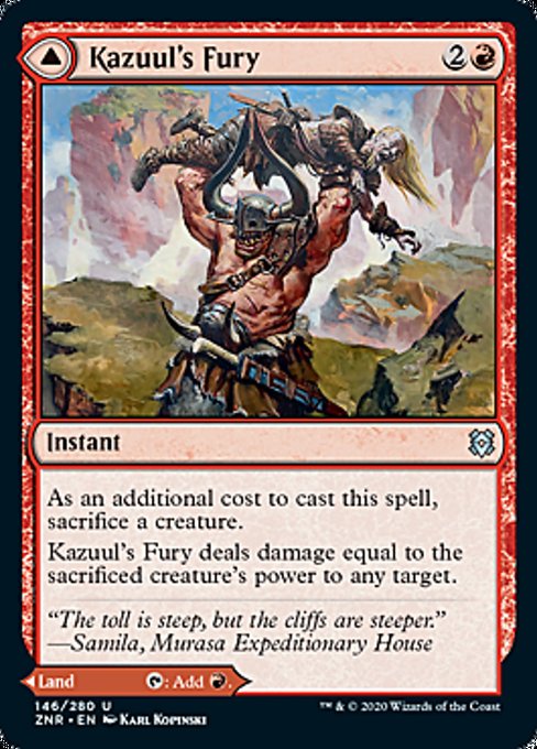 Kazuul's Fury / Kazuul's Cliffs (Zendikar Rising) Light Play