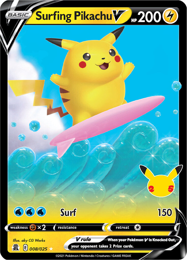 Surfing Pikachu V (008/025) [SWSH: Celebrations]