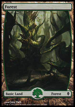 Forest (247) (Zendikar) Medium Play Foil