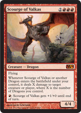 Scourge of Valkas (Magic 2014 Core Set) Medium Play Foil