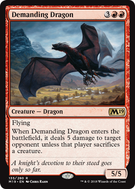 Demanding Dragon (Magic 2019 Core Set) Medium Play