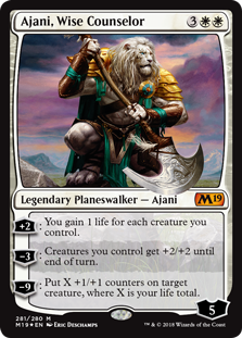 Ajani, Wise Counselor (Magic 2019 Core Set) Medium Play Foil