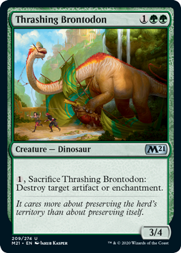 Thrashing Brontodon (Magic 2021 Core Set) Medium Play Foil