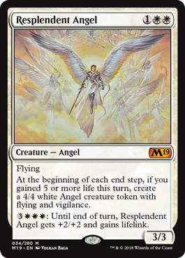 Resplendent Angel (Magic 2019 Core Set) Light Play