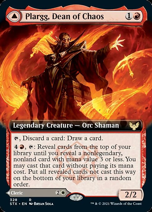 Plargg, Dean of Chaos / Augusta, Dean of Order (Extended Art) (Strixhaven) Light Play Foil