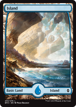 Island (255) (Full Art) (Battle for Zendikar) Light Play Foil