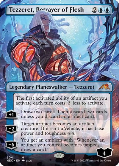 Tezzeret, Betrayer of Flesh (Borderless) (Kamigawa: Neon Dynasty) Near Mint Foil