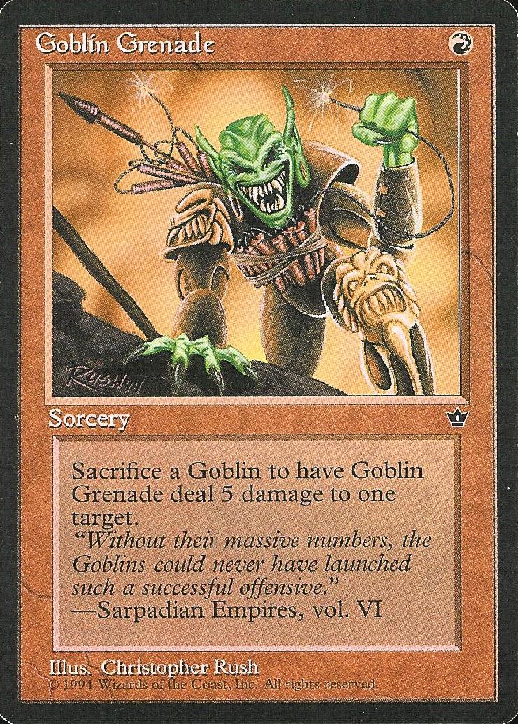 Goblin Grenade (2) (Fallen Empires) Heavy Play