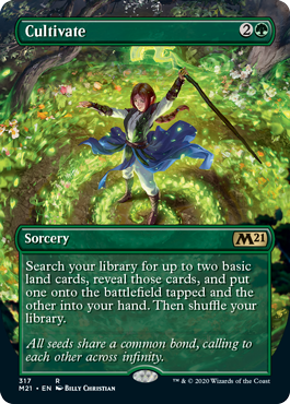 Alt Art Cultivate (Borderless) (Magic 2021 Core Set) Light Play