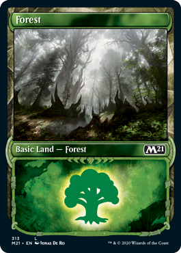 Forest (313) (Showcase) (Magic 2021 Core Set) Medium Play Foil