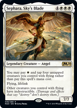 Sephara, Sky's Blade (Magic 2020 Core Set) Medium Play