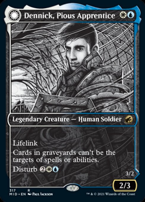 Dennick, Pious Apprentice / Dennick, Pious Apparition (Showcase) (Innistrad: Midnight Hunt) Damaged / Poor