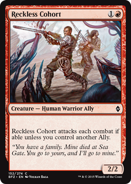Reckless Cohort (Battle for Zendikar) Near Mint