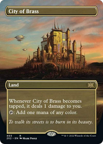 City of Brass (Borderless) (Double Masters 2022) Light Play Foil