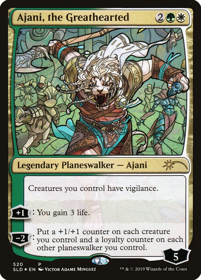 Ajani, the Greathearted Stained Glass (Secret Lair) Light Play Foil