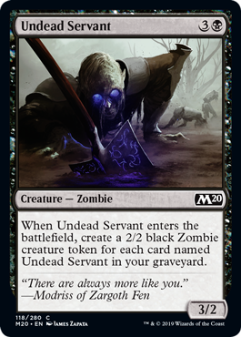 Undead Servant (Magic 2020 Core Set) Light Play Foil