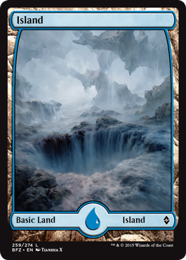 Island (259) (Full Art) (Battle for Zendikar) Light Play