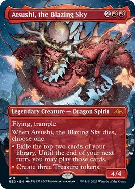 Atsushi, the Blazing Sky (Borderless) (Kamigawa: Neon Dynasty) Damaged / Poor