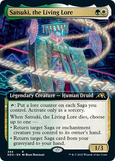 Satsuki, the Living Lore (Extended Art) (Kamigawa: Neon Dynasty) Light Play Foil