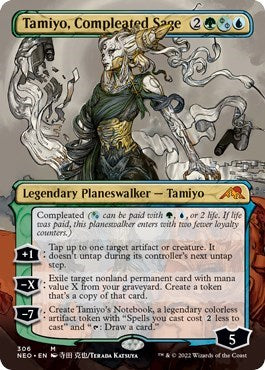 Tamiyo, Compleated Sage (Borderless) (Kamigawa: Neon Dynasty) Near Mint Foil