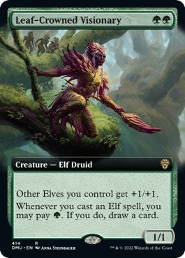 Leaf-Crowned Visionary (Extended Art) (Dominaria United) Light Play Foil
