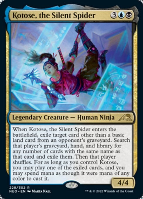 Kotose, the Silent Spider (Kamigawa: Neon Dynasty) Light Play Foil