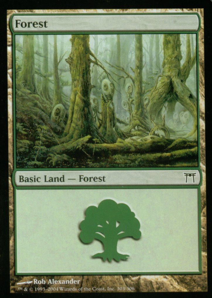 Forest (303) (Champions of Kamigawa) Light Play Foil