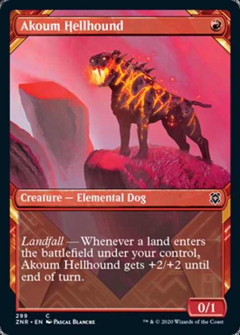 Showcase Akoum Hellhound (Zendikar Rising) Light Play Foil