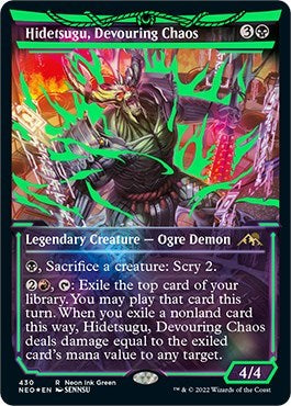 Hidetsugu, Devouring Chaos (Neon Green) (Kamigawa: Neon Dynasty) Near Mint Foil