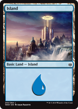 Island (253) (War of the Spark) Medium Play Foil