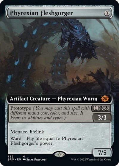 Phyrexian Fleshgorger (Extended Art) (The Brothers' War) Light Play Foil