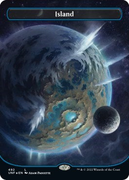 Island (492) (Borderless) (Galaxy Foil) (Unfinity) Medium Play Foil