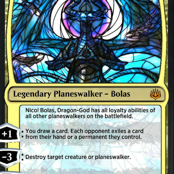 Nicol Bolas, Dragon-God Stained Glass (Secret Lair) Near Mint Foil Nicol Bolas, Dragon-God Stained Glass (Secret Lair) Near Mint Foil