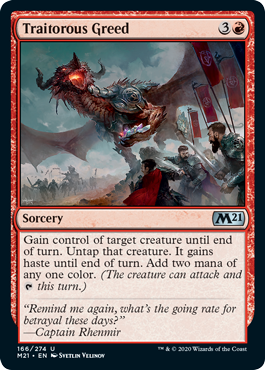 Traitorous Greed (Magic 2021 Core Set) Light Play