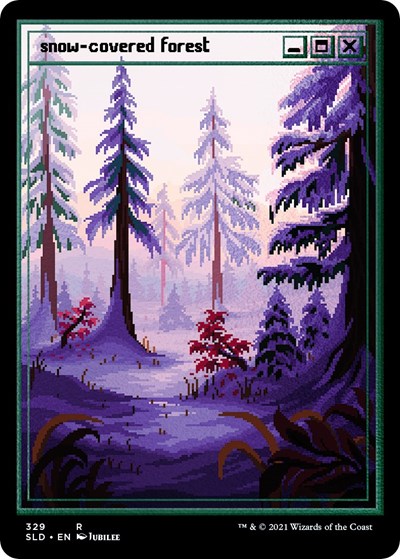 Snow-Covered Forest (PixelSnowLands.jpg) (Foil Etched) (Secret Lair) Near Mint Foil