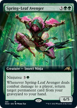 Spring-Leaf Avenger (Extended Art) (Kamigawa: Neon Dynasty) Light Play Foil