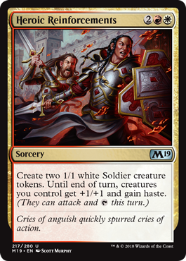 Heroic Reinforcements (Magic 2019 Core Set) Light Play