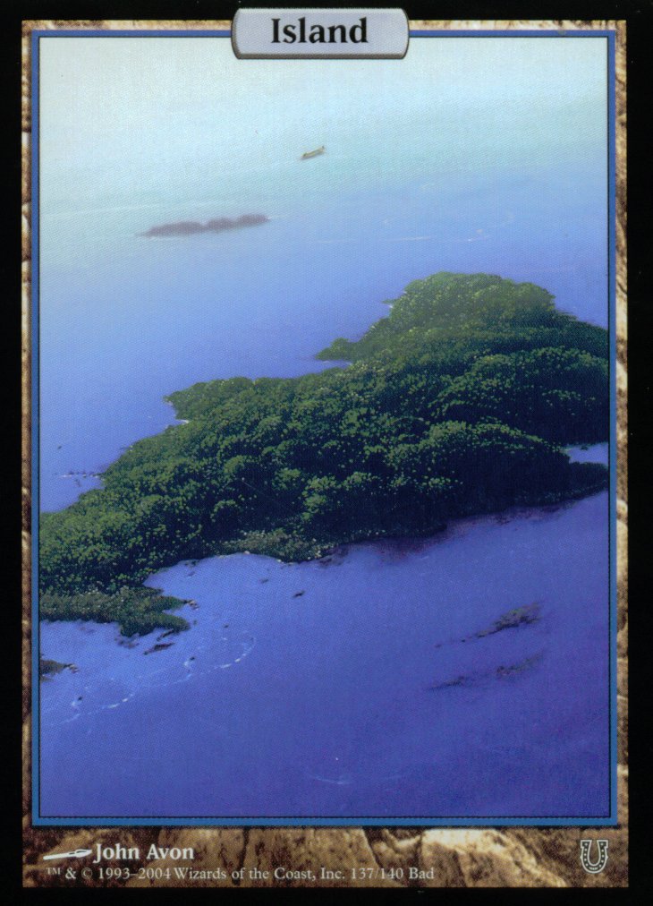 Island (137) (Unhinged) Medium Play Foil