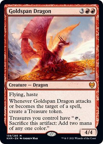 Goldspan Dragon (Promo Pack: Kaldheim) Light Play Foil