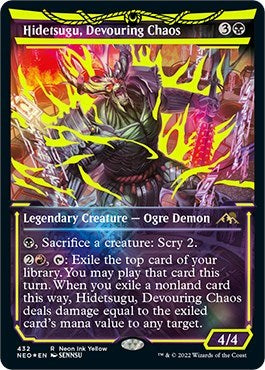 Hidetsugu, Devouring Chaos (Neon Yellow) (WPN Exclusive) (Kamigawa: Neon Dynasty) Near Mint Foil